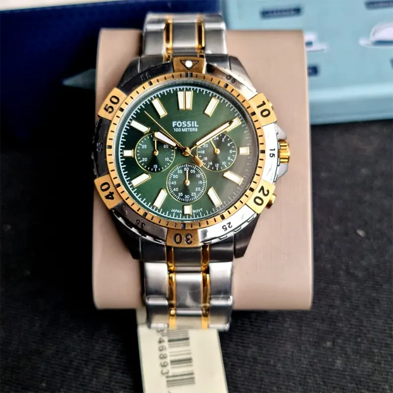 Fossil Garrett Chronograph Green Dial Two-tone Men's Watch- FS5622